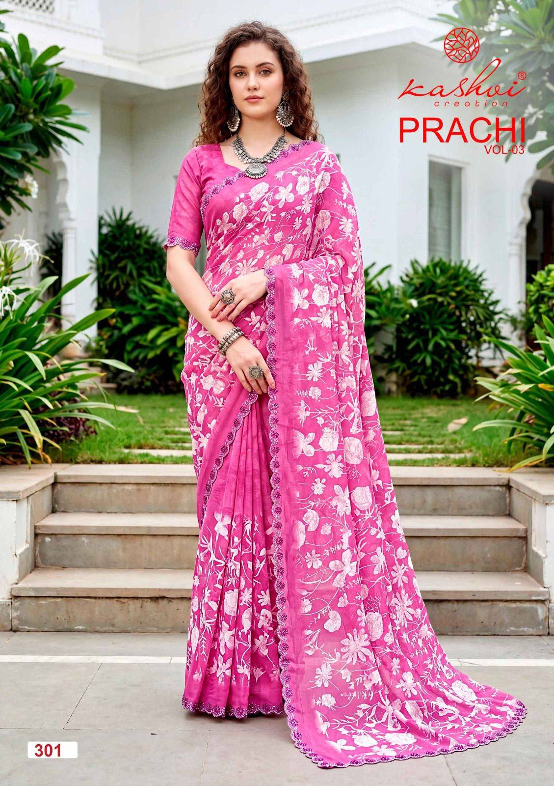 PRACHI VOL. 3 By KASHVI CREATION 301 to 308 Series Indian Traditional Wear Collection Beautiful Stylish Fancy Colorful Casuals Wear DULL MOSS ZARI PATTA Sarees At Wholesale Price